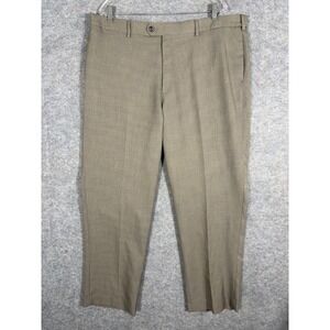 Mens Khaki Dress Pants Flat Front Tailored Fit Polyester Size 40x30